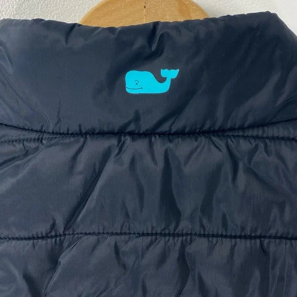Vineyard Vines Quilted Navy Blue Turquoise Aqua Mountain Weekend Puffer Vest S - Picture 7 of 12